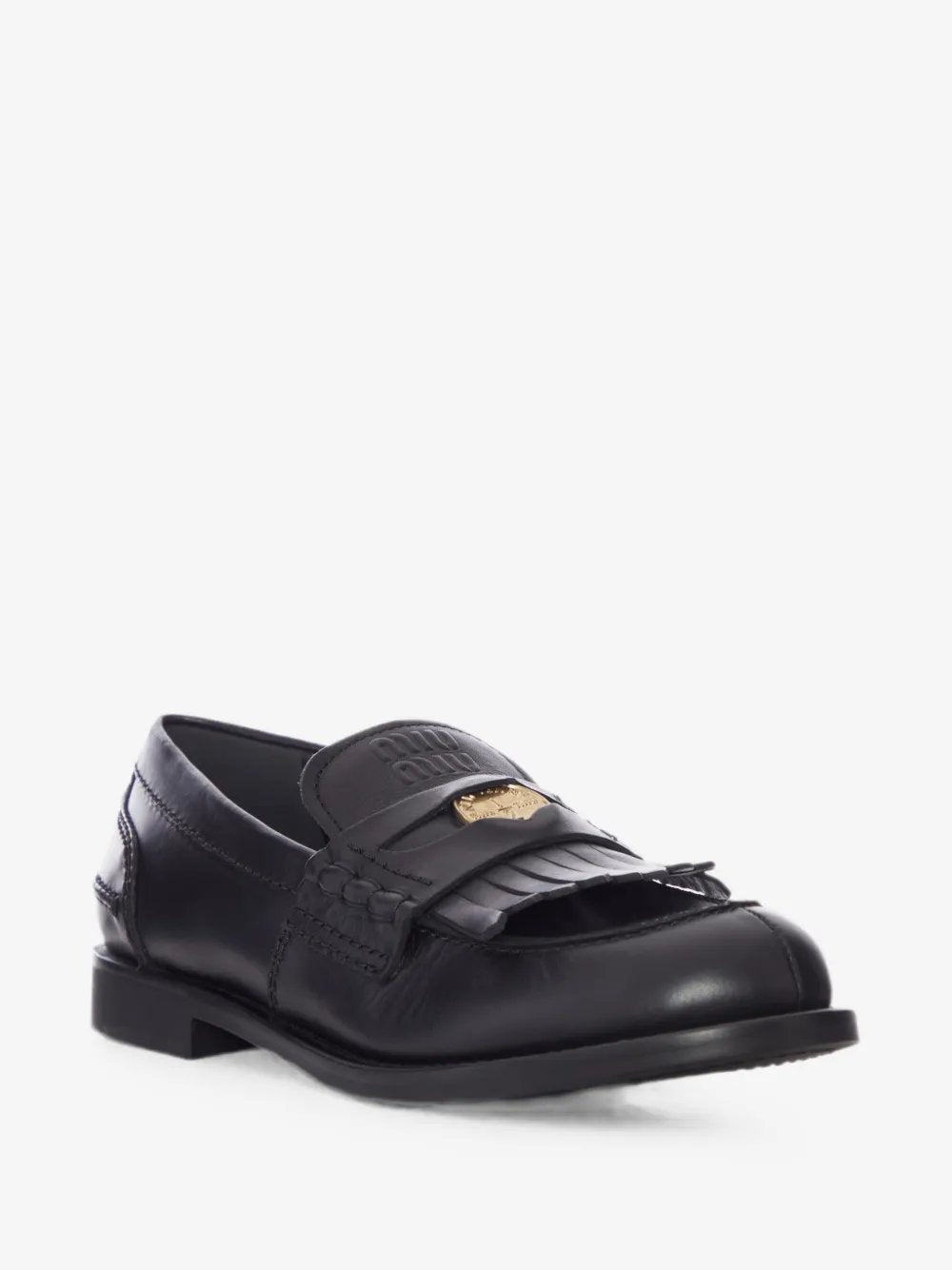 Fringed logo-detail loafers 5D747E F 020 5ODF0002 MIU MIU 