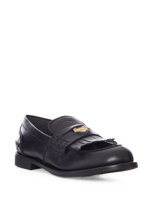 Fringed logo-detail loafers 5D747E F 020 5ODF0002 MIU MIU 