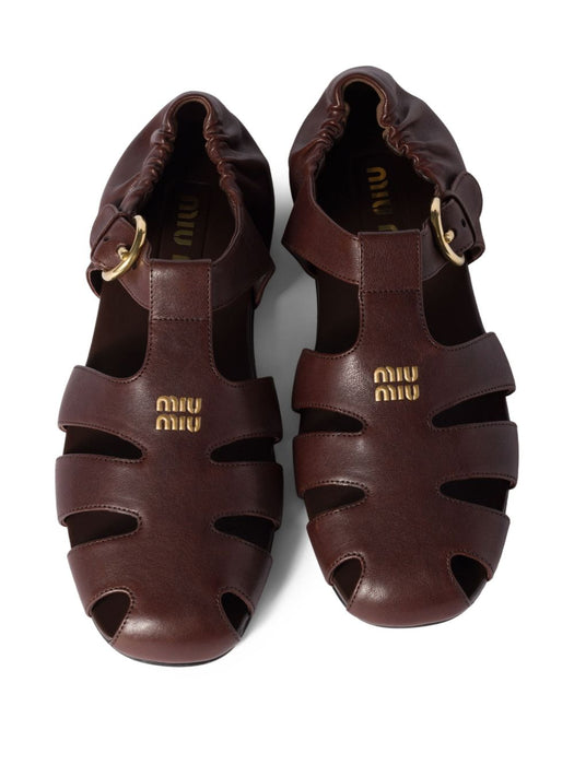 Ruches nappa leather fisherman sandals 5E395E FD005 EFXF0NBL MIU MIU 