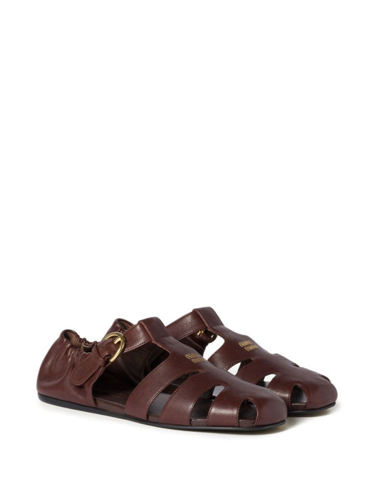 Ruches nappa leather fisherman sandals 5E395E FD005 EFXF0NBL MIU MIU 