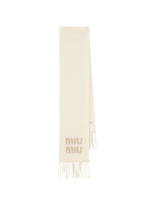 Logo fringed scarf 5FS062 2CQDF0009 MIU MIU 