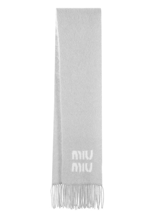 Logo-jacquard fringed scarf 5FS062 2CQDF0031 MIU MIU 