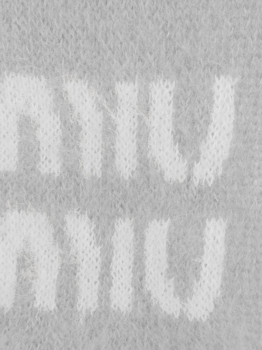 Logo-jacquard fringed scarf 5FS062 2CQDF0031 MIU MIU 