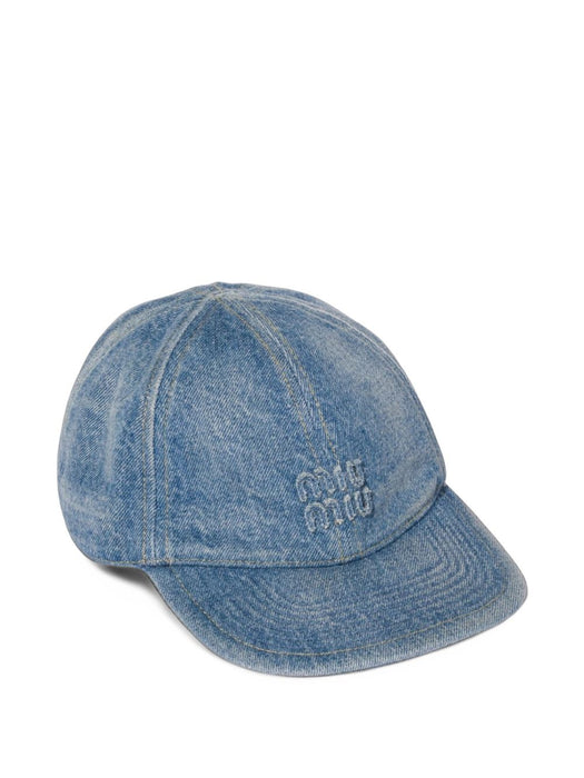 Washed denim baseball cap<BR/><BR/> 5HC370 2G9UF0013 MIU MIU 
