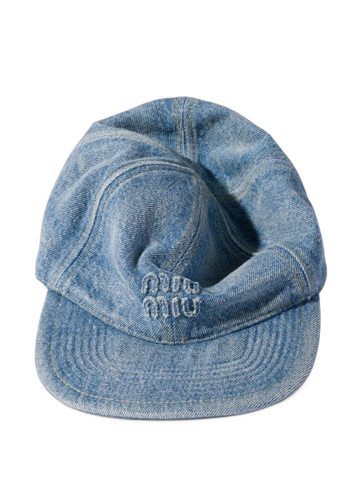 Washed denim baseball cap<BR/><BR/> 5HC370 2G9UF0013 MIU MIU 