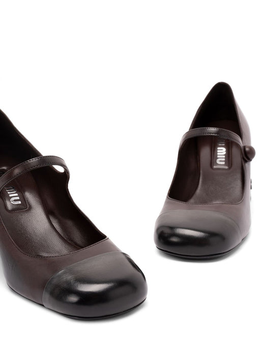 Leather Cap-Toe Mary Jane Pumps 5I781E F 065 3ZQIF0AL3 MIU MIU 