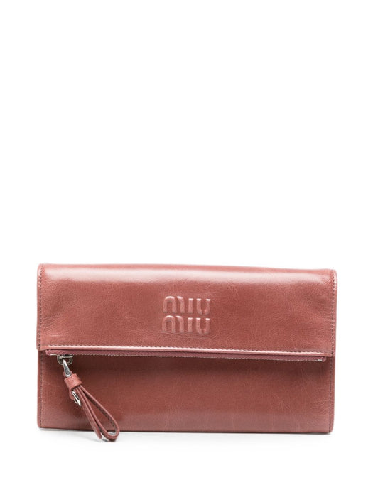 Logo-detail leather clutch bag 5MT048 2A44F0405 MIU MIU 