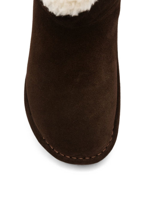 Shearling-trim logo-embossed boots 5T515E F ZF15 Z0GF0003 MIU MIU 