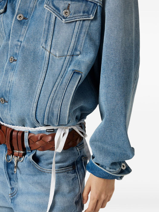 Washed denim and suede blouson jacket GWB313 S OOO 196YF0013 MIU MIU 