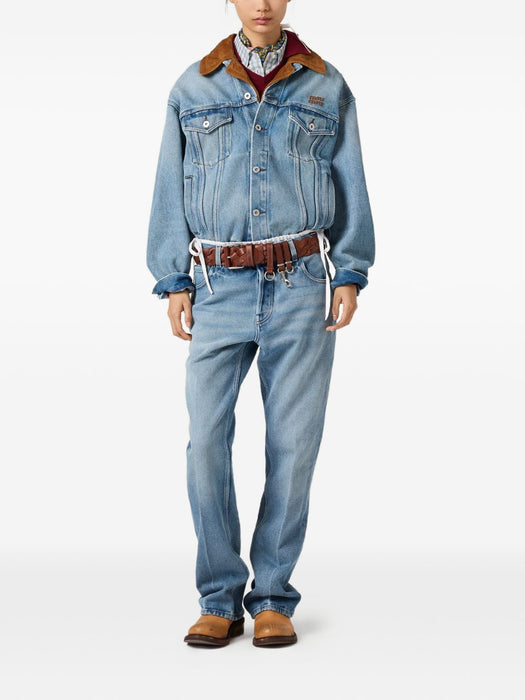 Washed denim and suede blouson jacket GWB313 S OOO 196YF0013 MIU MIU 