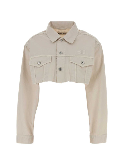 Cropped white denim jacket GWB314 S OOO 197VF0009 MIU MIU 