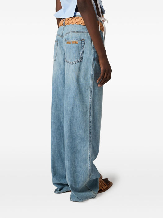 Logo-embroidered wide-leg Jeans GWP394 S 232 193KF0013 MIU MIU 