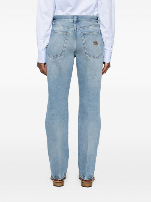 Five-pocket washed denim jeans GWP598 S OOO 192WF0013 MIU MIU 