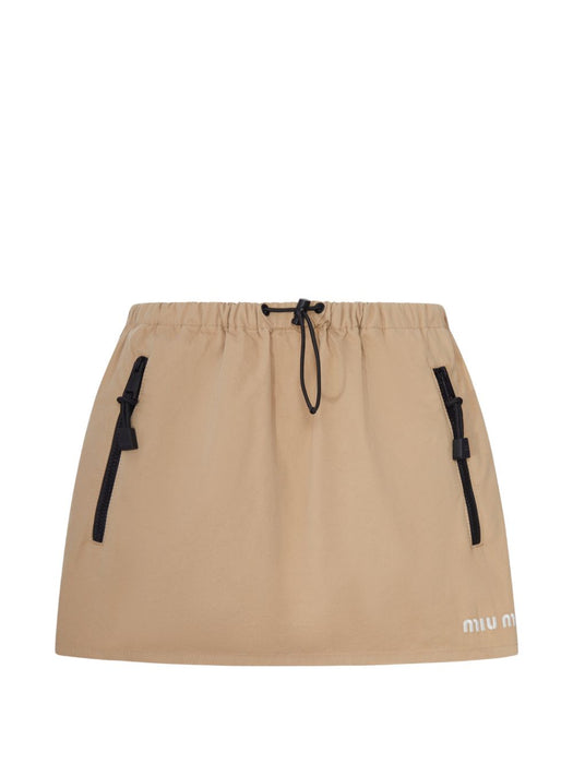 Drawstring-waist logo-print skirt MG2754 SOOO 19LWF0065 MIU MIU 