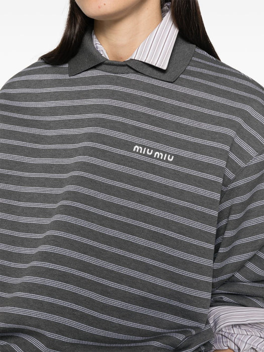 Striped polo-collar knit MJLA68 S OOO 174VF052N MIU MIU 