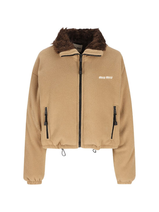 Logo-embroidered fleece jacket ML1147 S OOO 17OQF0040 MIU MIU 