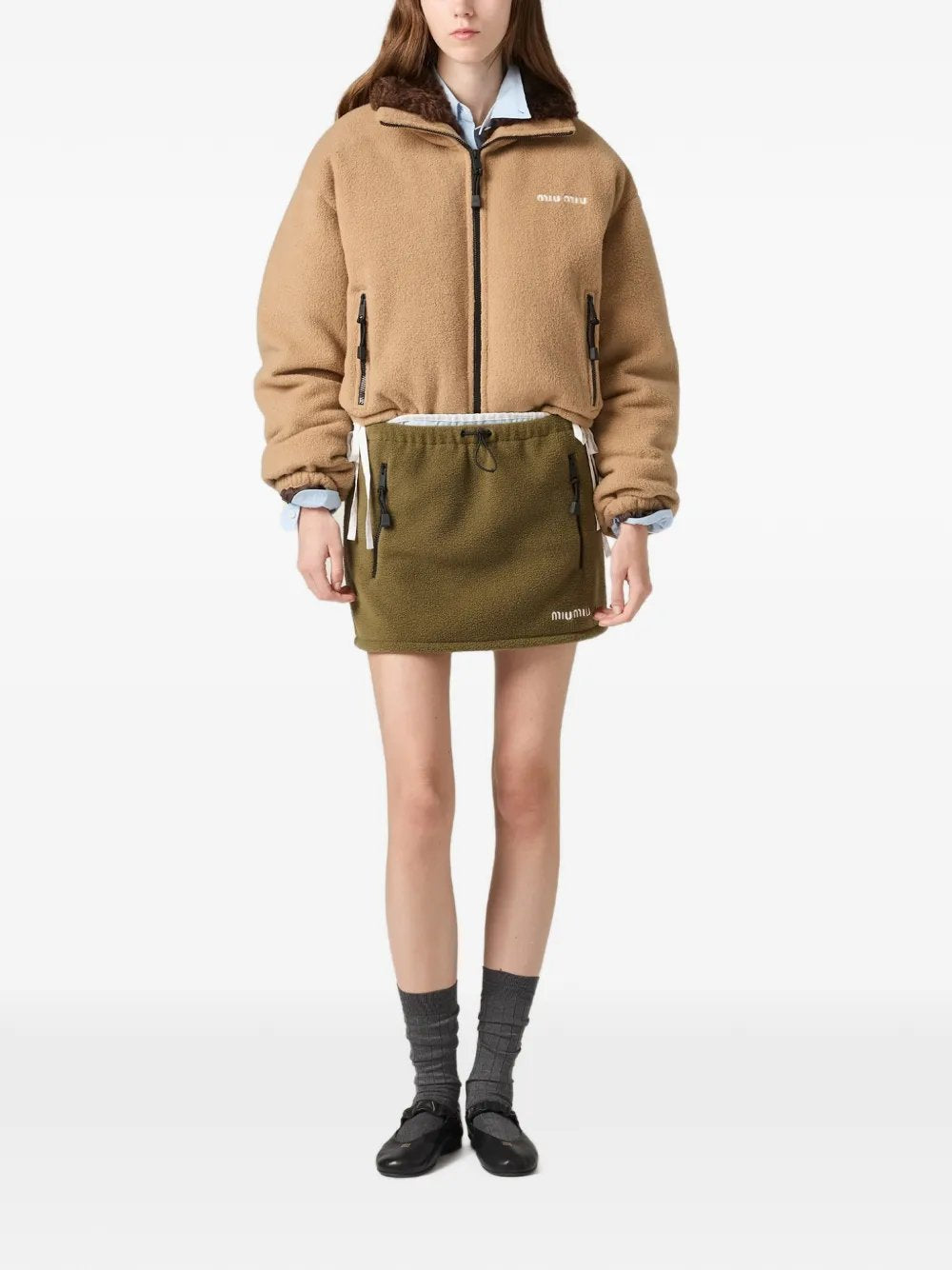 Logo-embroidered fleece jacket ML1147 S OOO 17OQF0040 MIU MIU 