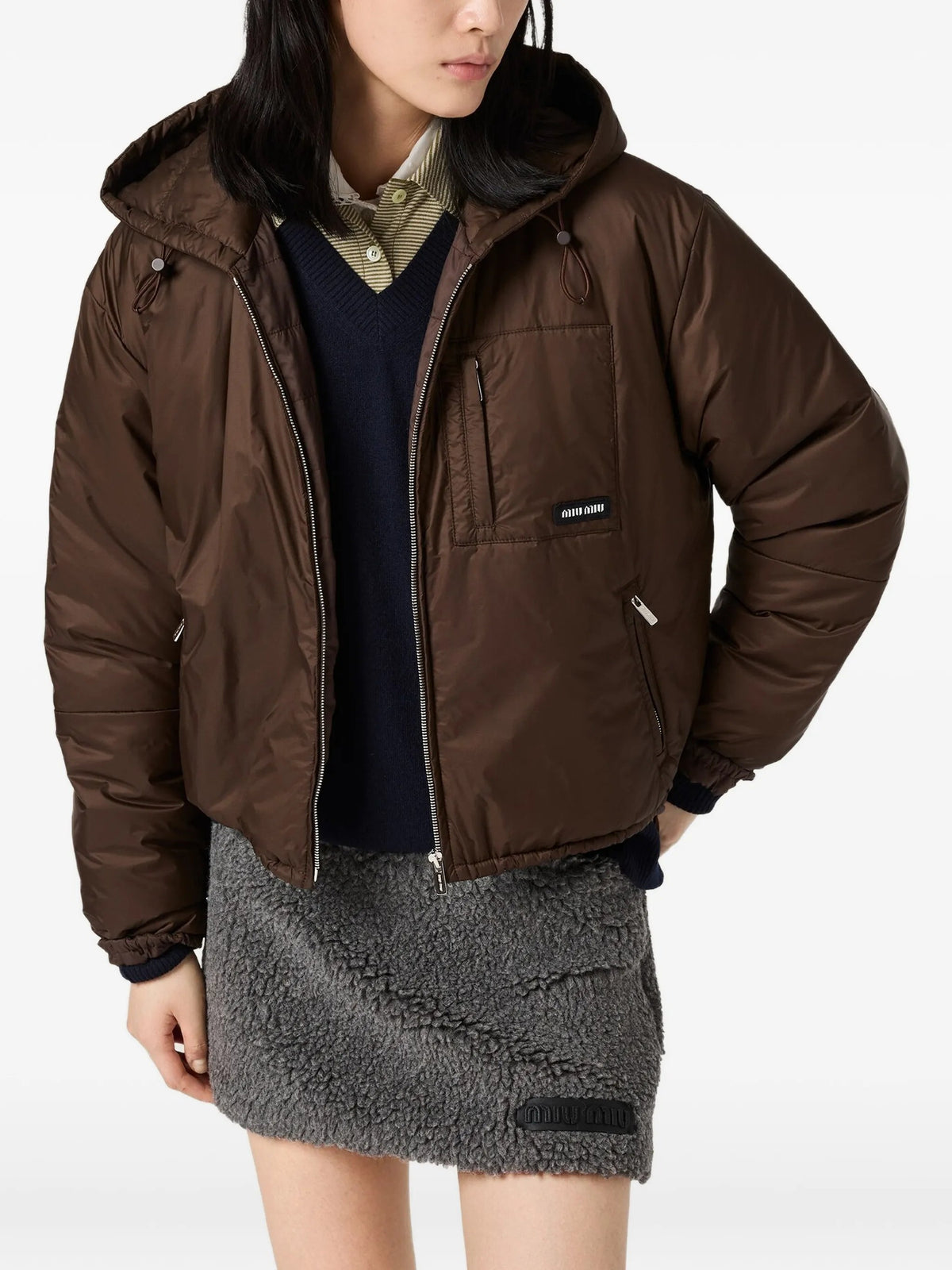 Cropped ripstop down jacket ML1552 S OOO 6202F0324 MIU MIU 