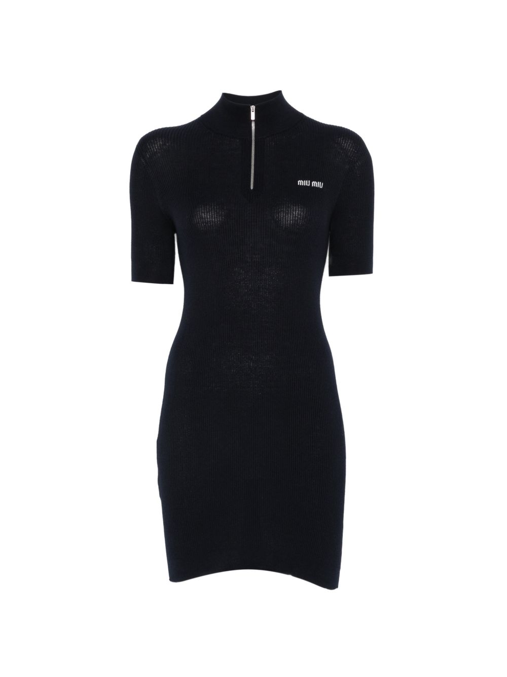 Ribbed-knit logo-embroidered mini dress MMA948 S OOO 12ZLF0008 MIU MIU 