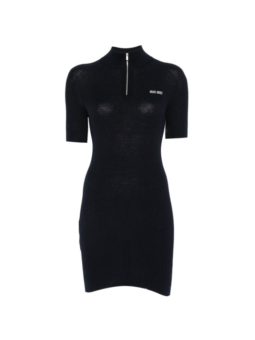 Ribbed-knit logo-embroidered mini dress MMA948 S OOO 12ZLF0008 MIU MIU 