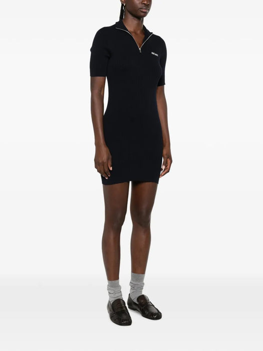 Ribbed-knit logo-embroidered mini dress MMA948 S OOO 12ZLF0008 MIU MIU 