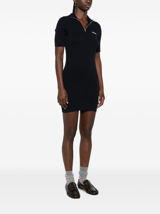 Ribbed-knit logo-embroidered mini dress MMA948 S OOO 12ZLF0008 MIU MIU 