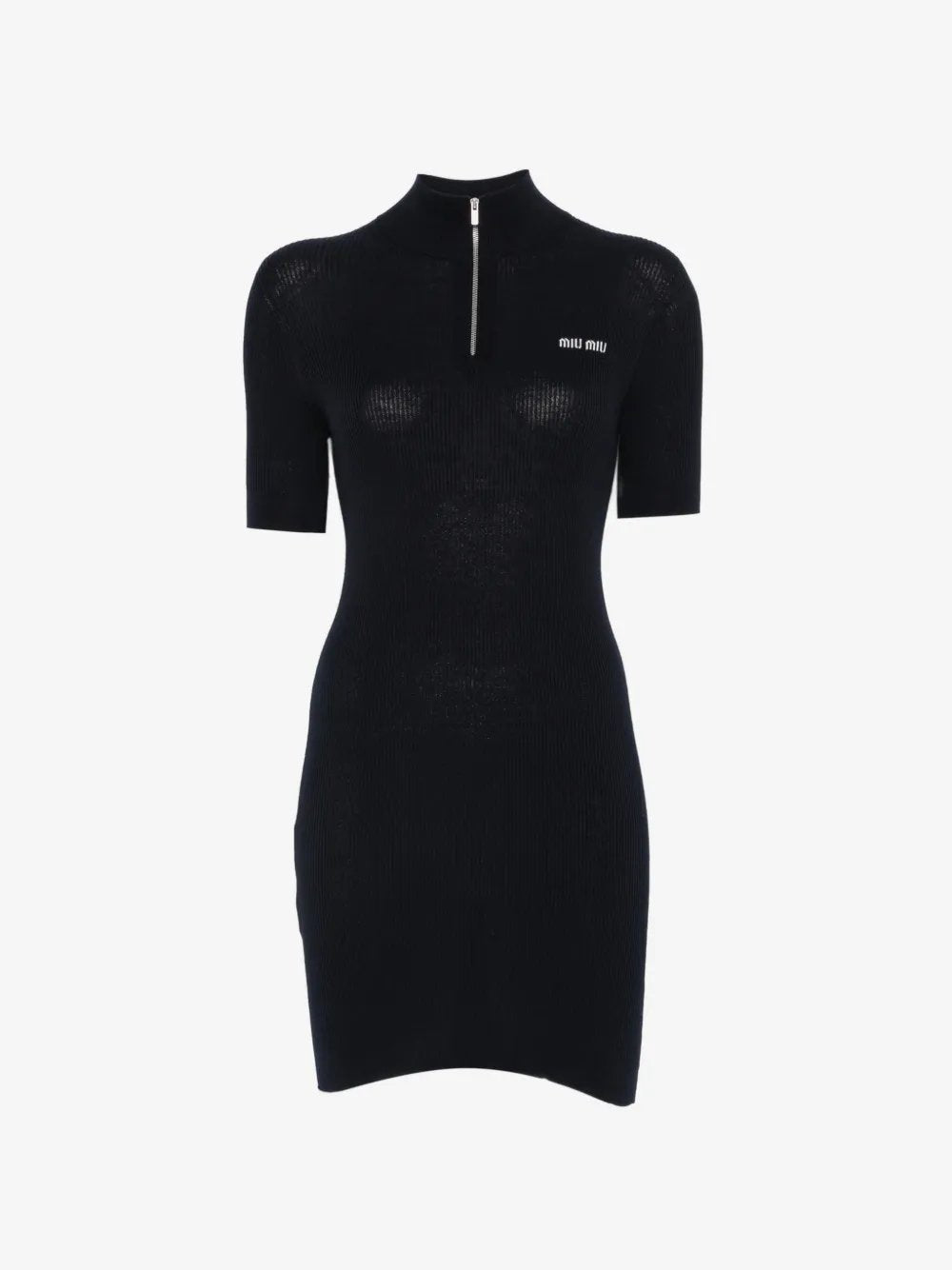 Ribbed-knit logo-embroidered mini dress MMA948 S OOO 12ZLF0008 MIU MIU 