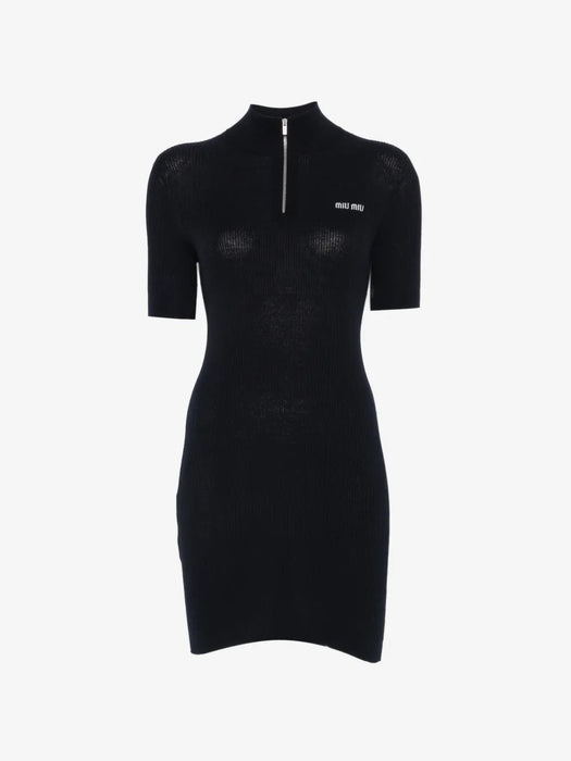 Ribbed-knit logo-embroidered mini dress MMA948 S OOO 12ZLF0008 MIU MIU 
