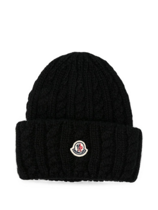 Cable-knit logo-patch beanie hat L2093 3B00031 - N0403 999 MONCLER 