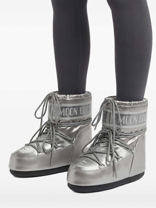Icon Low glance silver satin boots 80D1409350 H001 MOON BOOT 