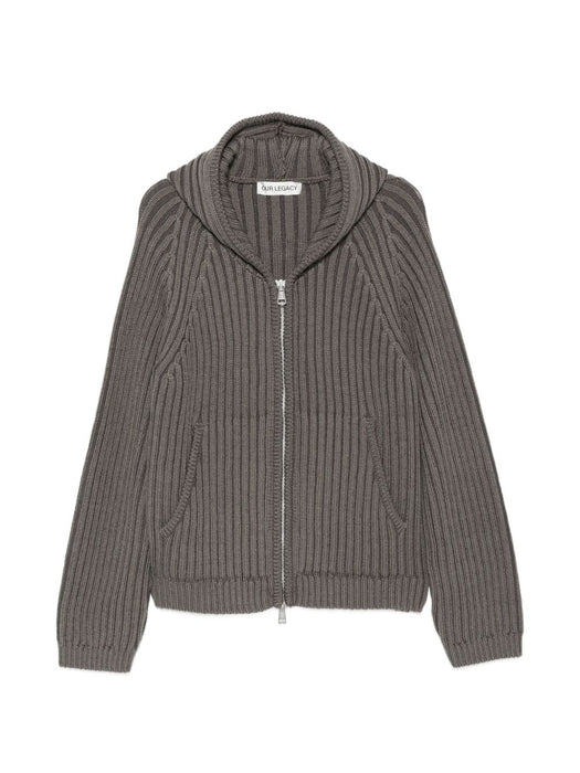 Level ribbed-knit hoodie cardigan M4263LS  OUR LEGACY 