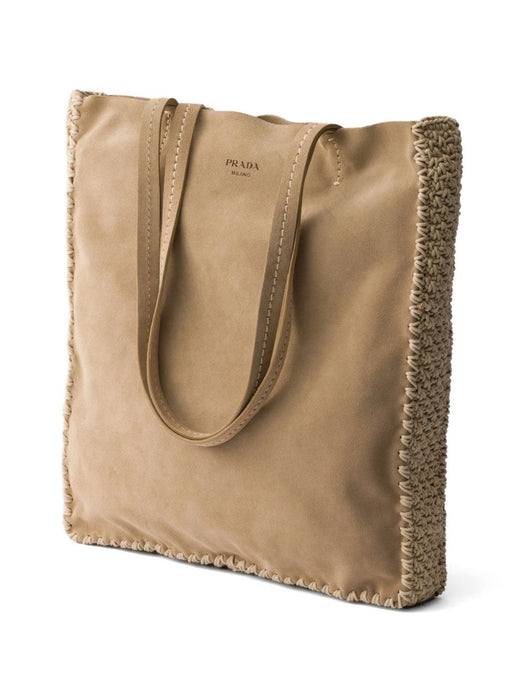 Large suede and crochet tote bag 1BG658 VOOO 2FP1F0F24 PRADA 