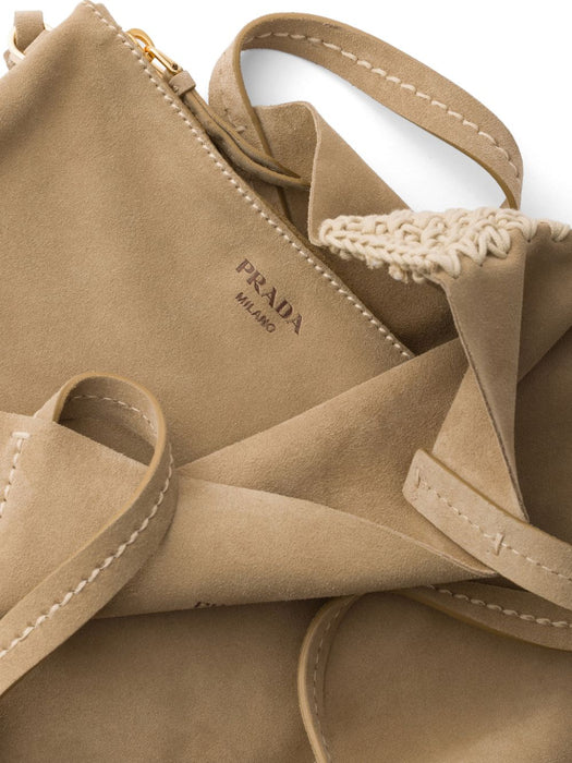 Large suede and crochet tote bag 1BG658 VOOO 2FP1F0F24 PRADA 