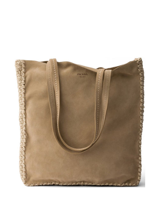 Large suede and crochet tote bag 1BG658 VOOO 2FP1F0F24 PRADA 