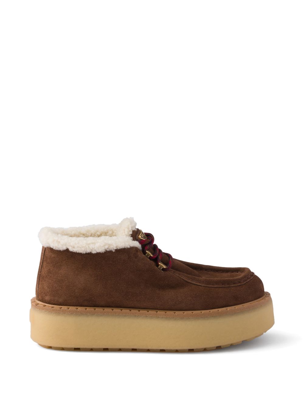 Shearling-trim platform lace-up shoes 1E630O F ZD50 JFTF0324 PRADA 