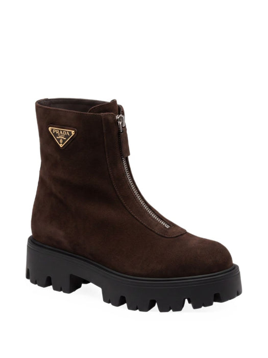 Front-zip enamelled Triangle ankle boots 1T328O F 050 054F0003 PRADA 