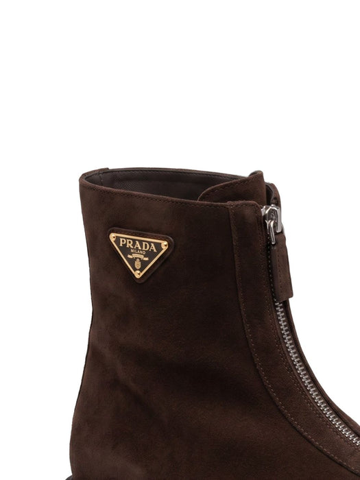 Front-zip enamelled Triangle ankle boots 1T328O F 050 054F0003 PRADA 