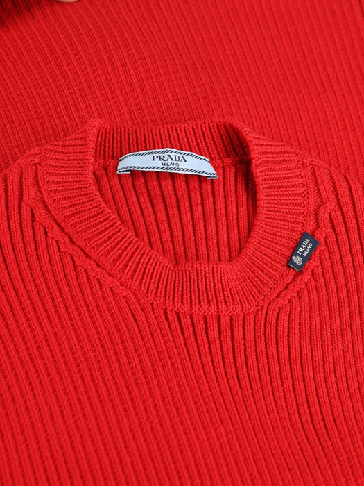 Short-sleeved ribbed knit wool sweater P24E3Q S OOO 6584F0011 PRADA 