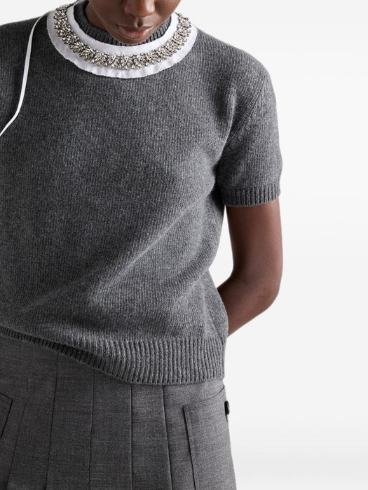 Short-sleeved wool and cashmere sweater P24G3S S OOO 6556F0480 PRADA 
