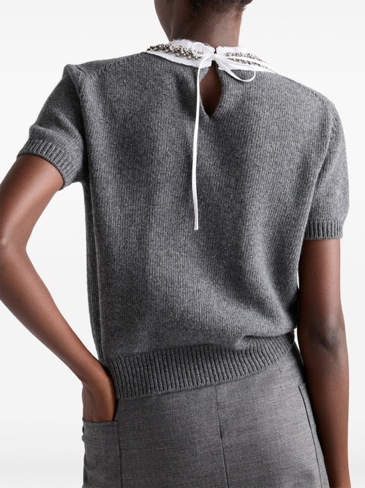 Short-sleeved wool and cashmere sweater P24G3S S OOO 6556F0480 PRADA 