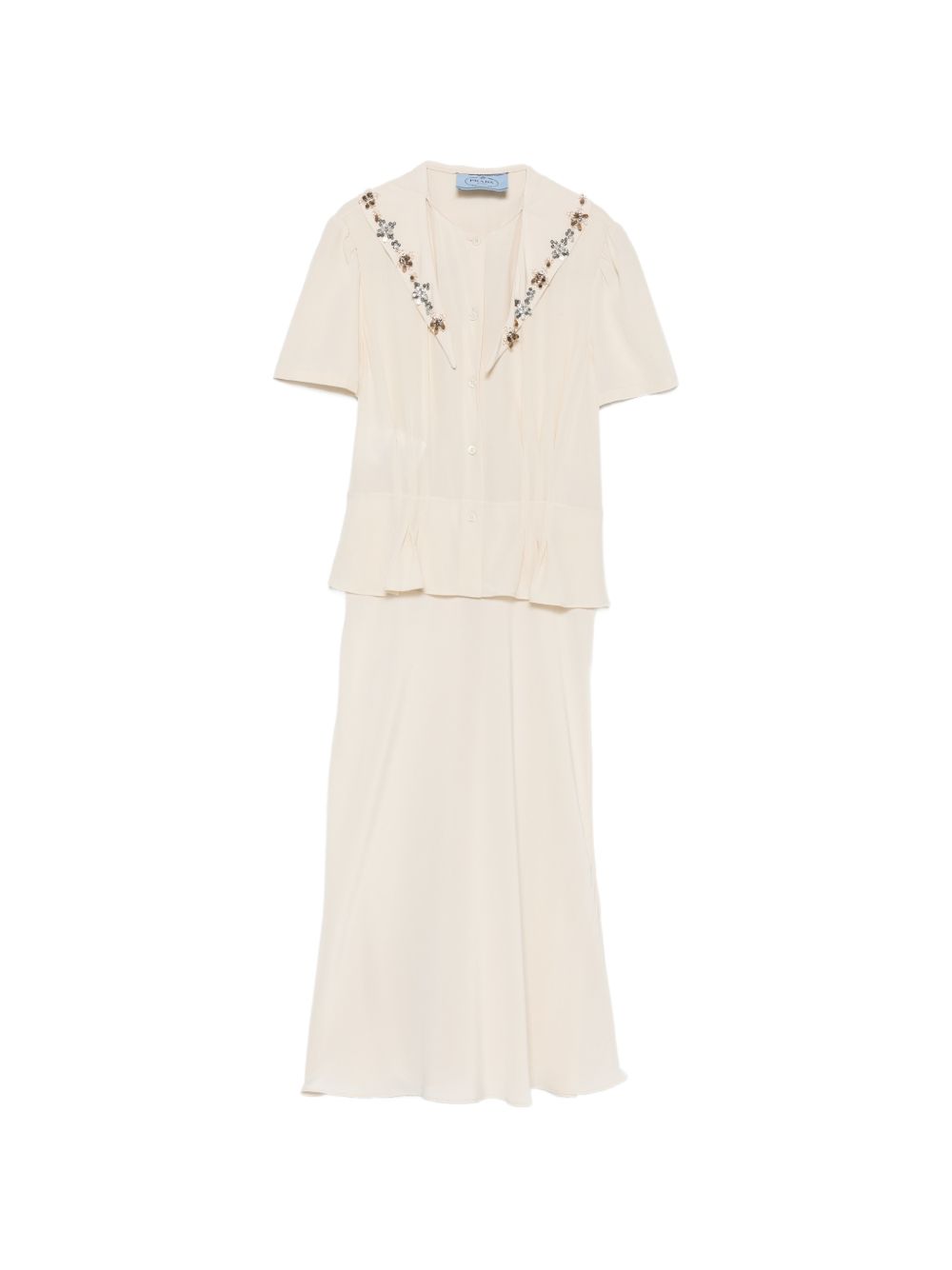 Crystal-embellished peplum-waist midi dress P3S89R S OOO 19ZWF0018 PRADA 