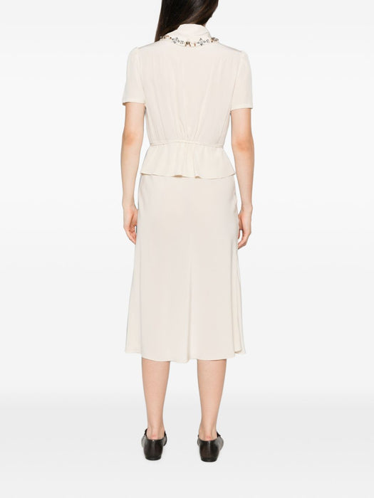 Crystal-embellished peplum-waist midi dress P3S89R S OOO 19ZWF0018 PRADA 