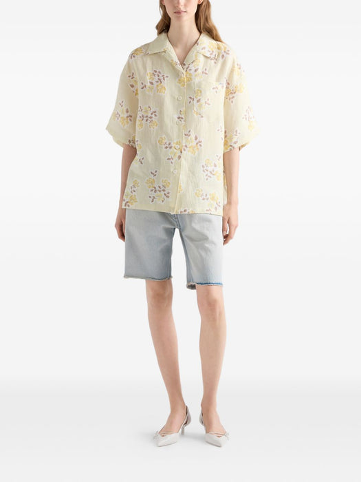 Floral print old linen shirt P447J S OOO 19ZIF0032 PRADA 
