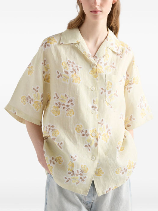 Floral print old linen shirt P447J S OOO 19ZIF0032 PRADA 
