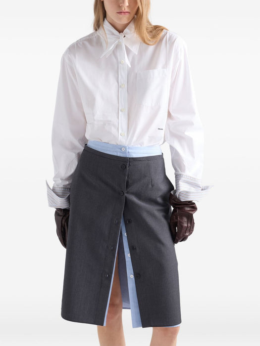 Scarf-detail long-sleeve shirt P470JR S OOO 6283F0009 PRADA 