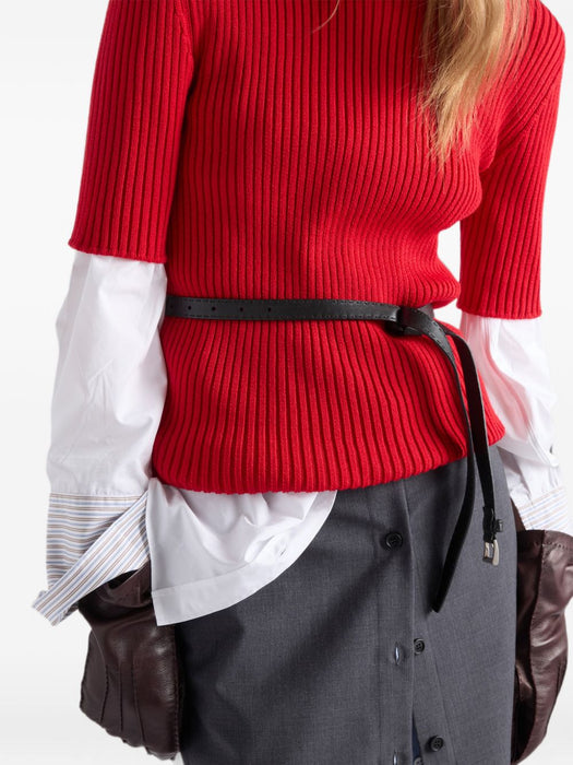Scarf-detail long-sleeve shirt P470JR S OOO 6283F0009 PRADA 