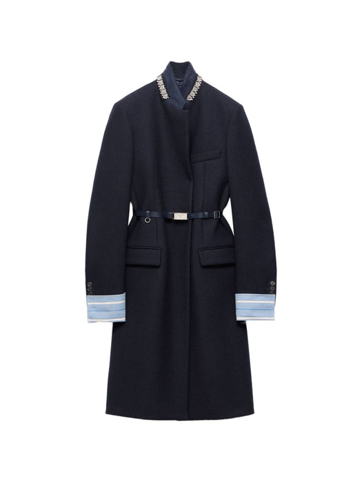 Single-breasted embroidered double wool coat P649TR S OOO 11H4F0008 PRADA 