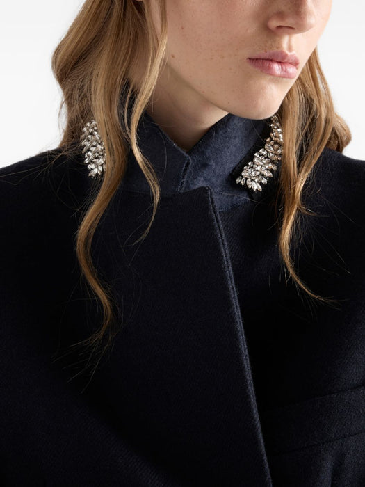 Single-breasted embroidered double wool coat P649TR S OOO 11H4F0008 PRADA 