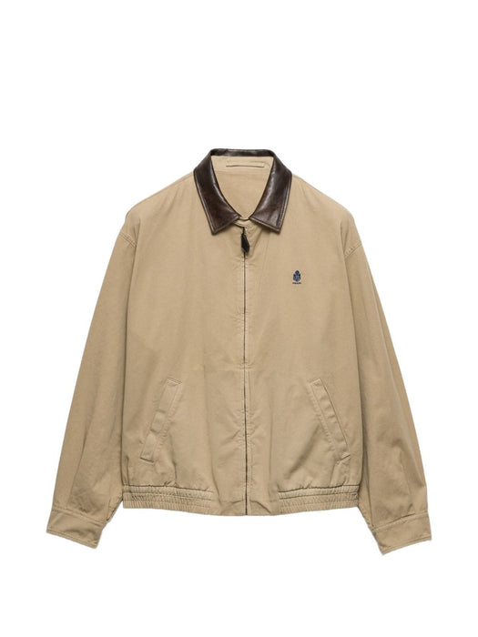 Logo-embroidered leather-collar jacket SGD189 S OOO 192AF0065 PRADA 