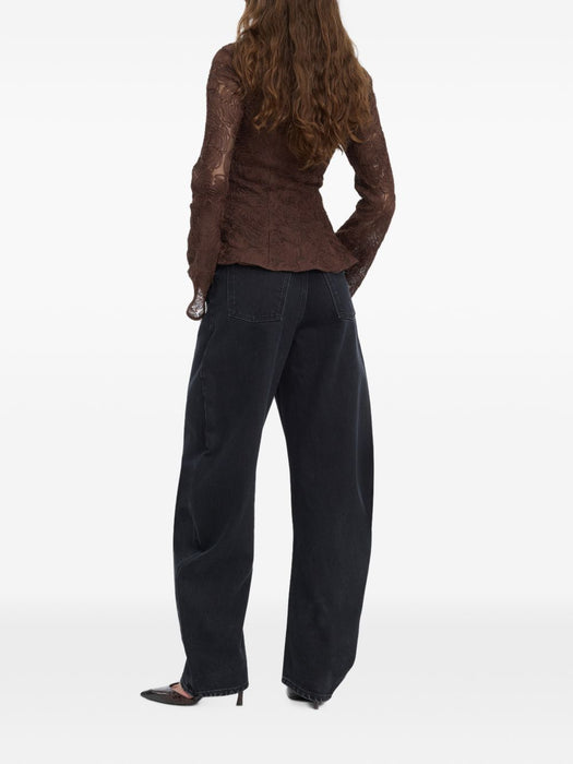 Draped barrel-leg jeans black denim 116530D04  ROTATE 